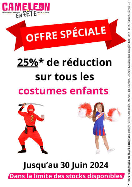 offre speciale remise 25 % costumes enfants